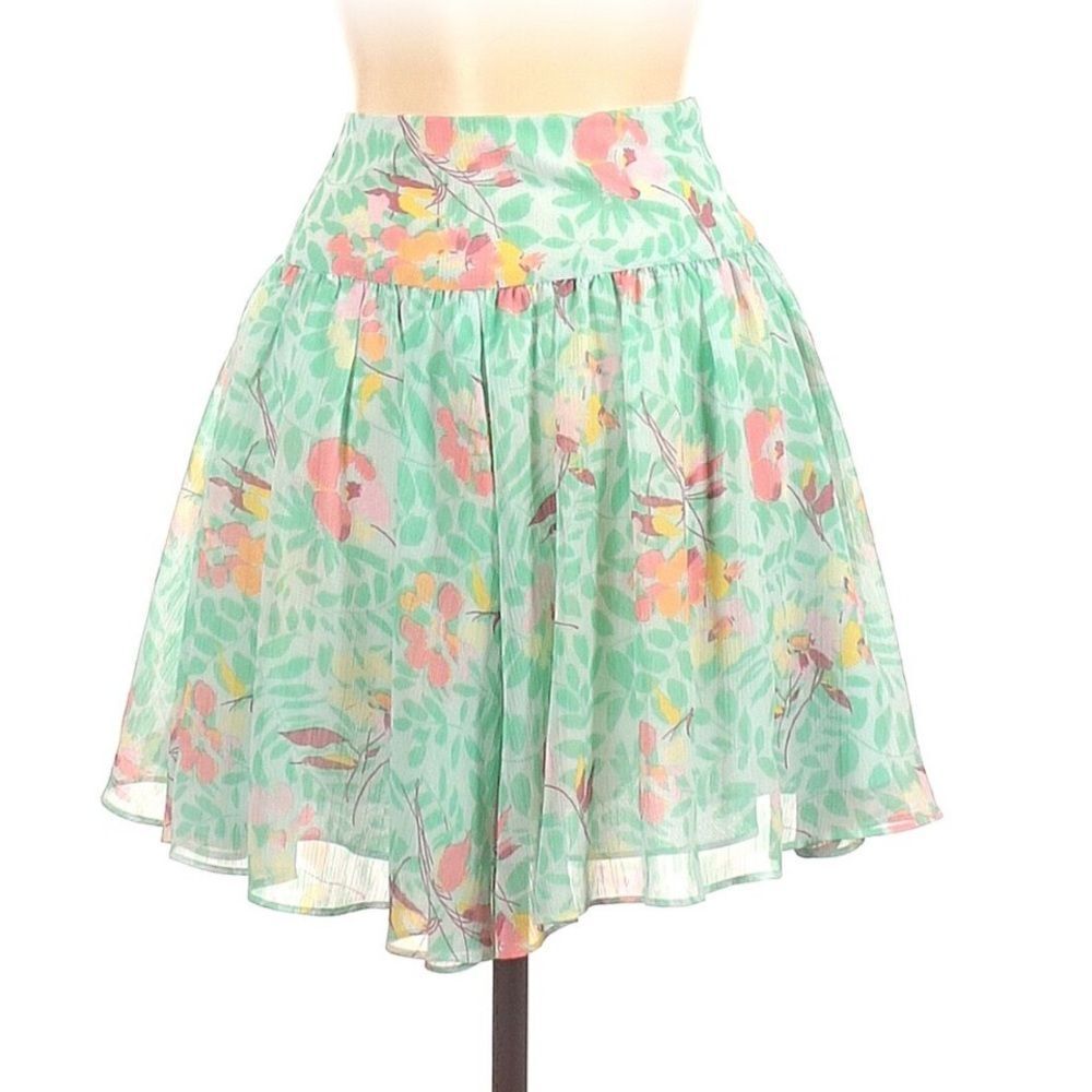GAP Bright Multicolored Floral Skirt w/ Lining & Zipper on Side (Size:0) - Picture 1 of 14